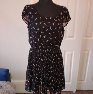 Elle Black Dress with Red And White Eiffel Tower Accents